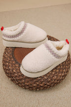 Embroidered Sherpa Plush Winter Slippers