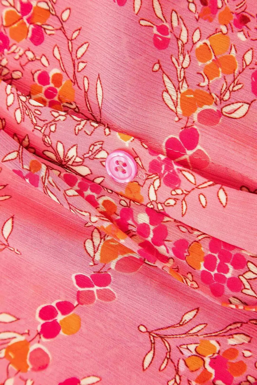 Rose red Floral Loose Button-Front Shirt styled as a summer holiday casual outfit — Fashionfitz