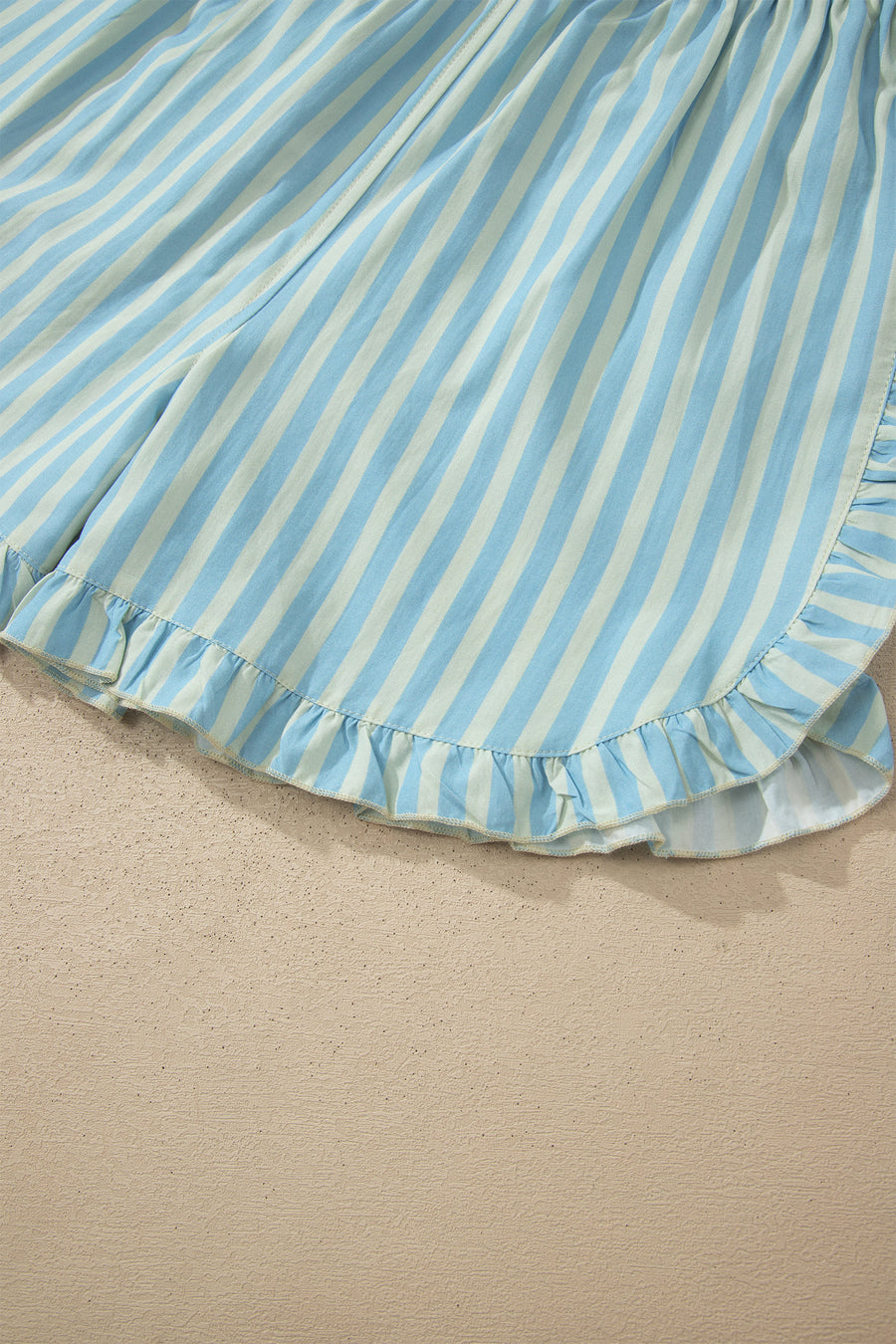 Stripe Ruffle Trim Elastic Waist Shorts Women UK