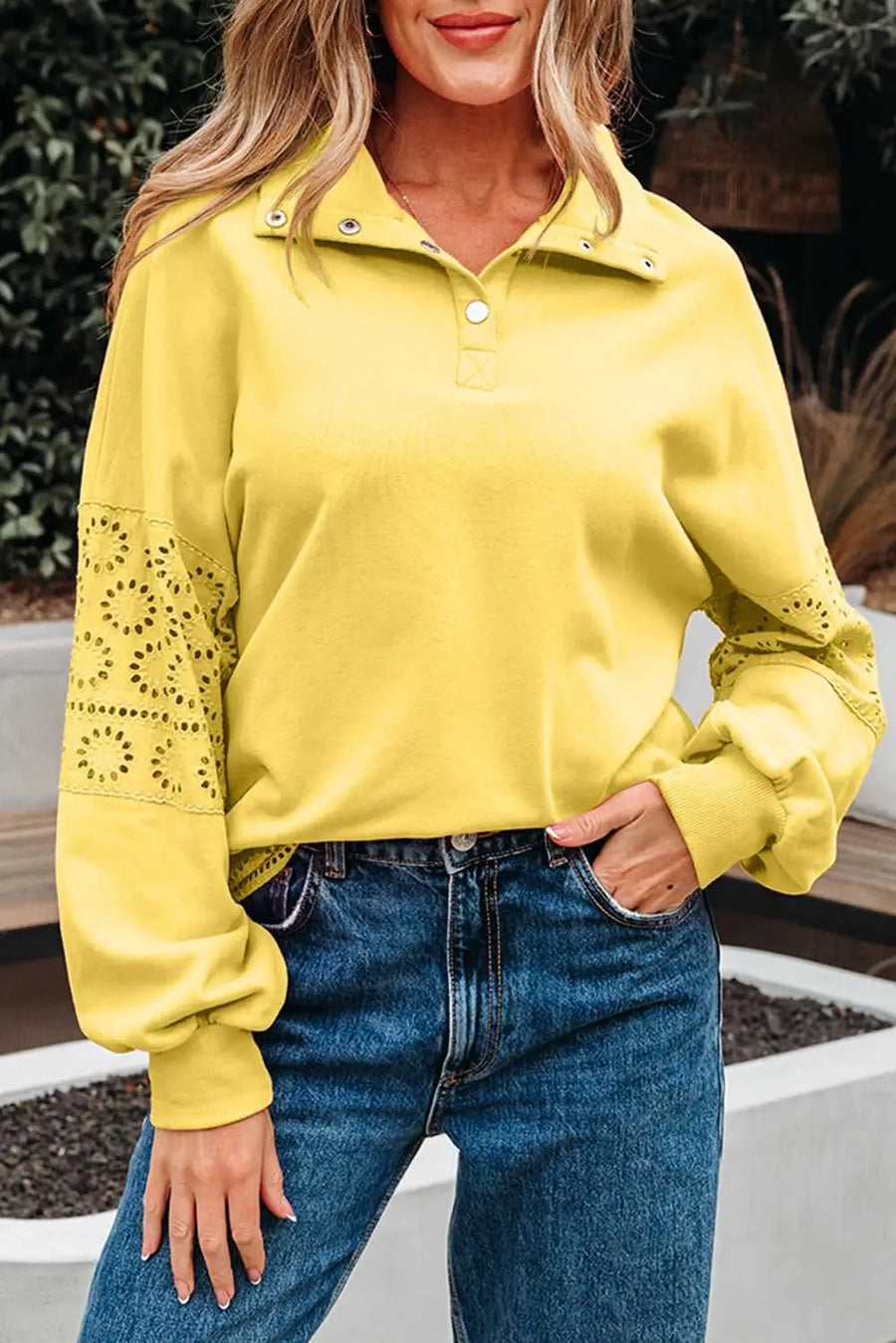 Embroidered flower snap sweatshirt sweatshirts