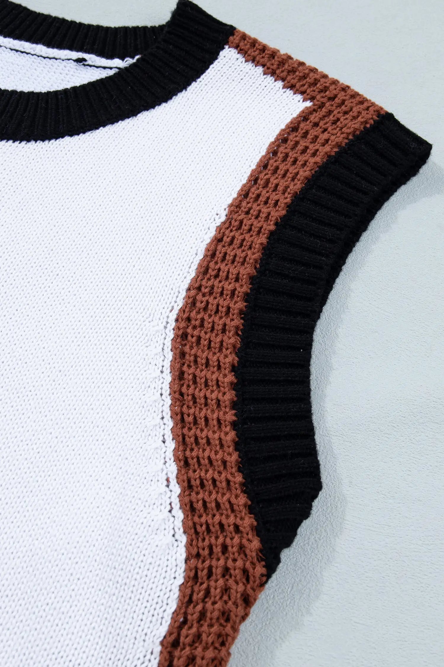 White western horse head print sweater vest colour block trim sleeveless sweaters