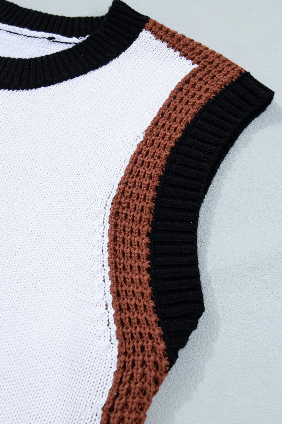 White western horse head print sweater vest colour block trim sleeveless sweaters