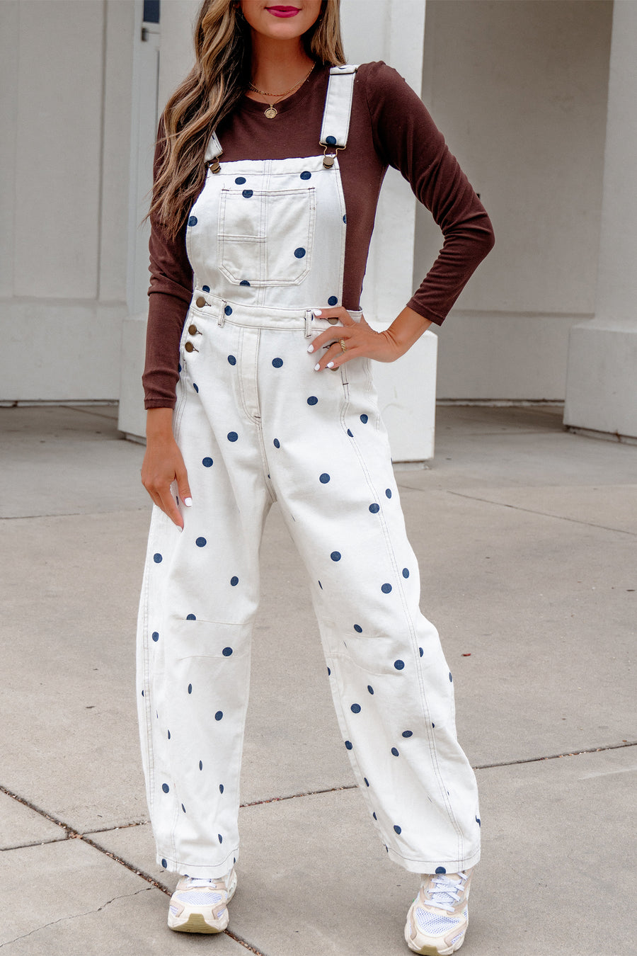 Polka Dot Denim Barrel Overalls Jumpsuit Women UK