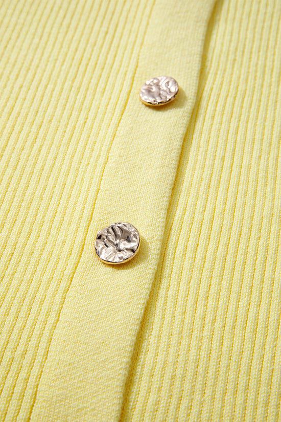 Ribbed Knit Contrast Frilled Short Sleeve Cardigan Women UK