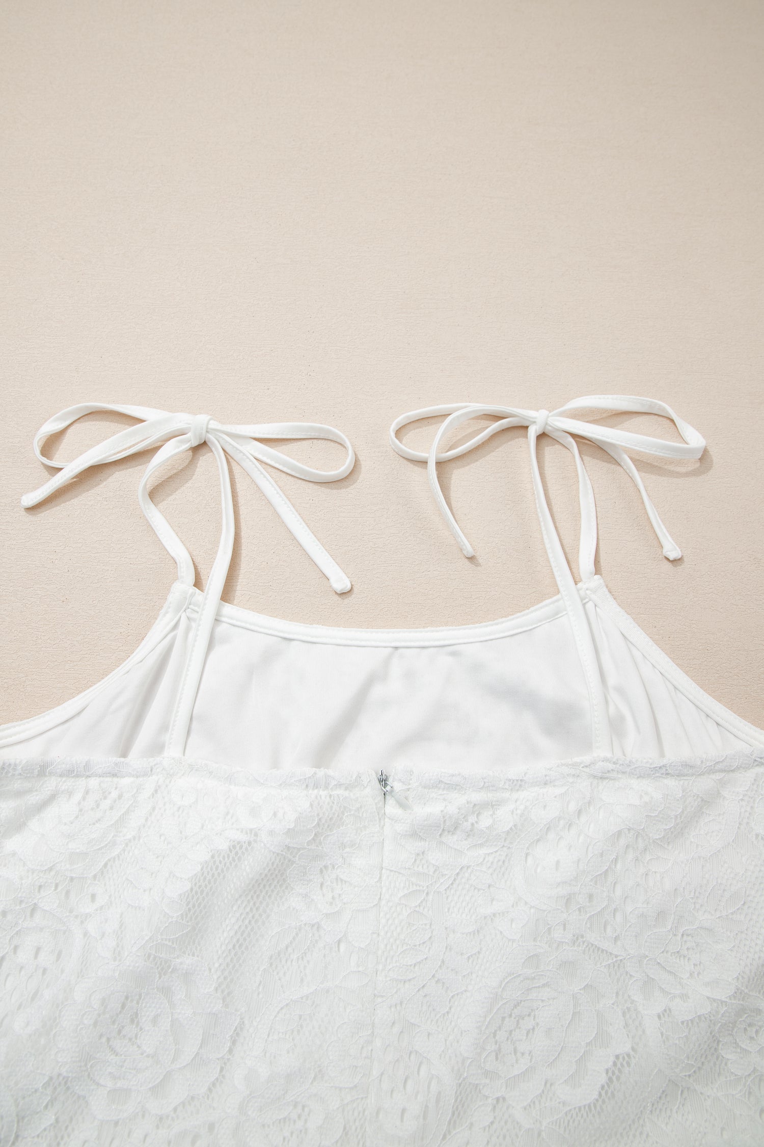 White Lace Overlay Spaghetti Strap Maxi Dress