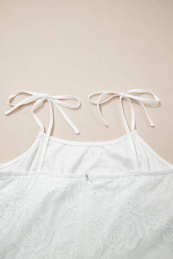 White Lace Overlay Spaghetti Strap Maxi Dress