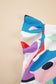 Multicolor Abstract Print Ruffle Sleeve Smocked Blouse