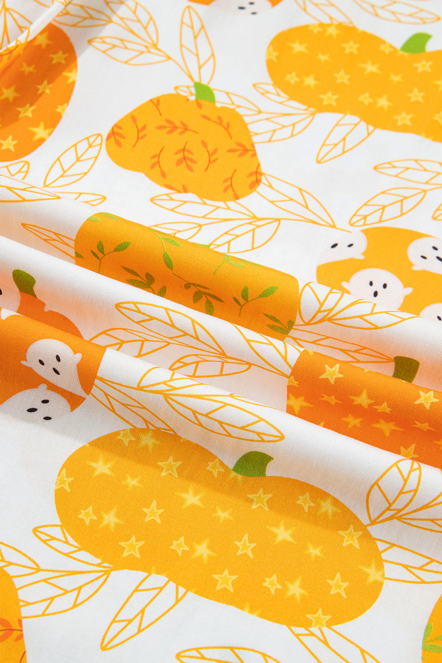 Pumpkin Print Polka Dot Trim Short Sleeve Lounge Set Women UK