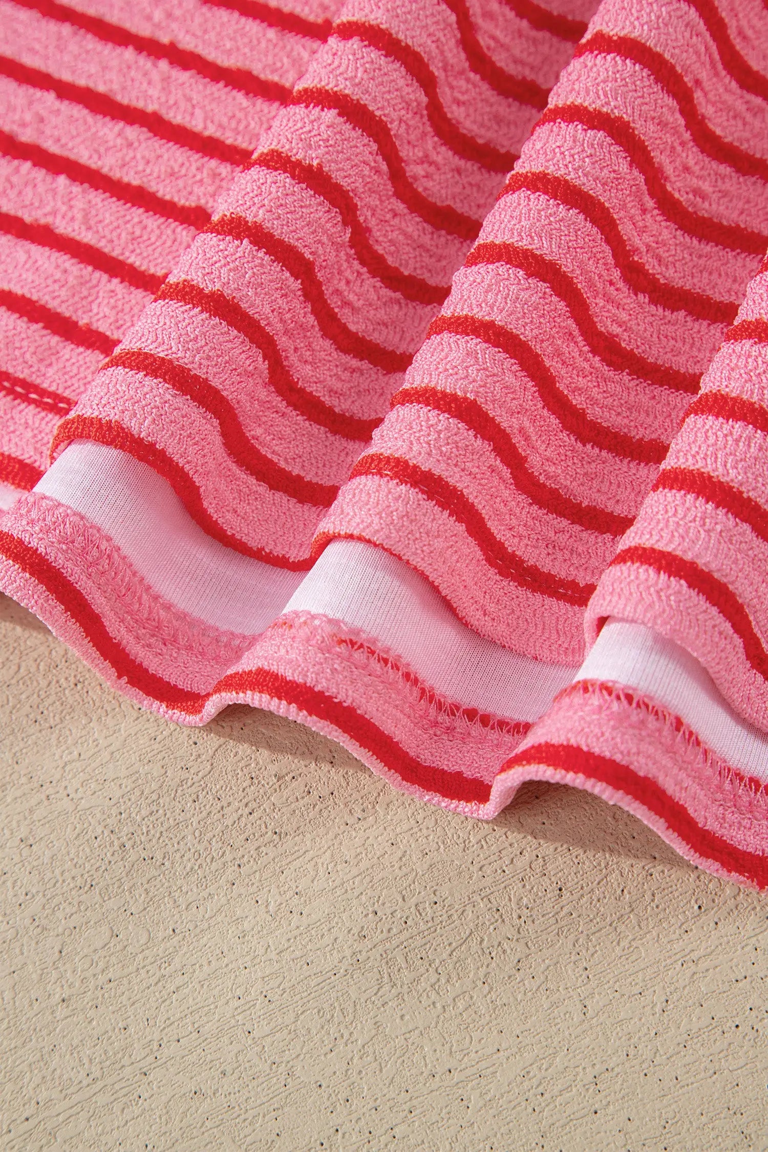 Rose stripe side split knit tee & drawstring shorts co-ord set outfit sets