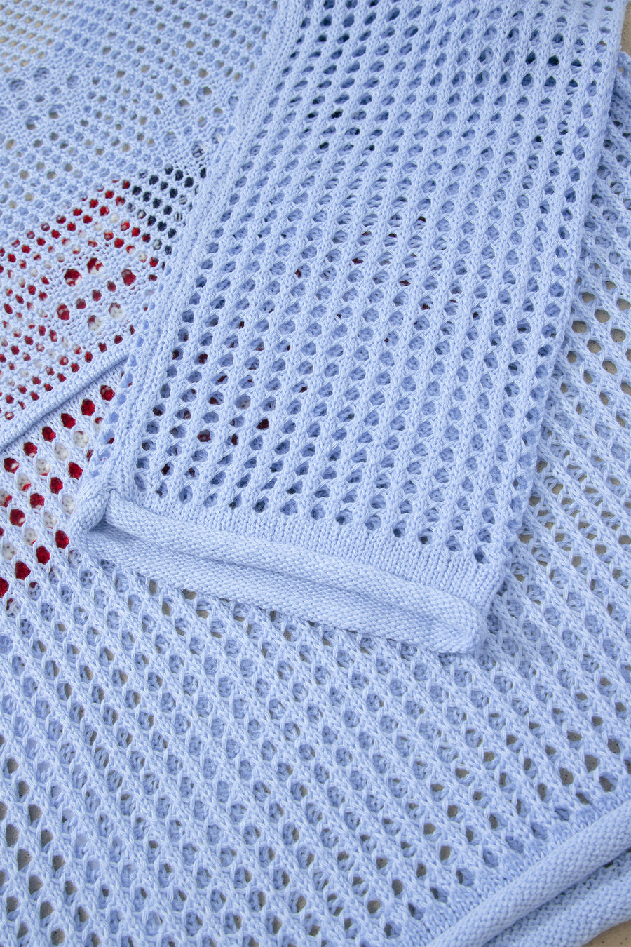 Hollow Out Crochet Knit American Flag Patch Drawstring Hoodie