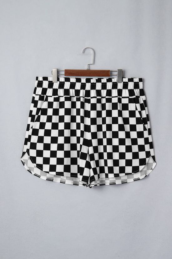 Checkered Athleisure Shorts Plus Size Women UK