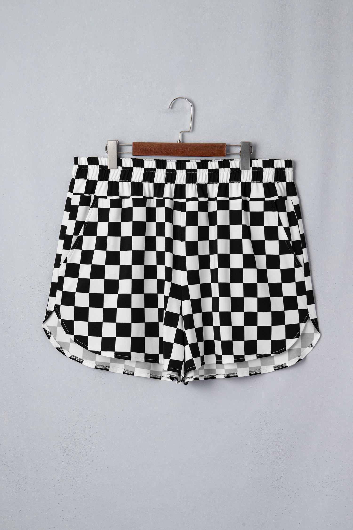 Checkered Athleisure Shorts Plus Size Women UK