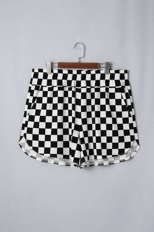Checkered Athleisure Shorts Plus Size Women UK