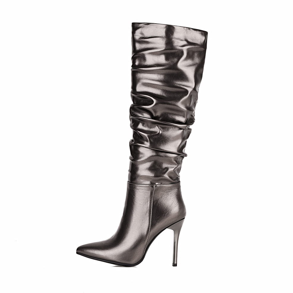 Spring and autumn stiletto gold silver boots