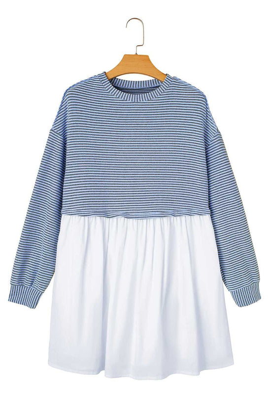Cobalt Stripe Pleated Dress