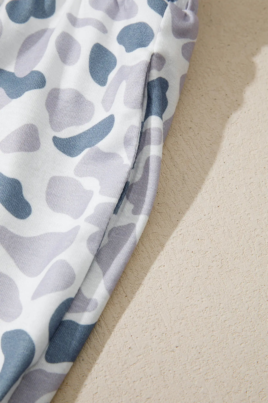 Camouflage print lapel shirt & shorts 2-piece pyjama set beige pajamas
