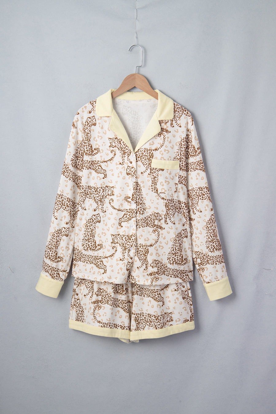 Leopard Print Colorblock Long Sleeve Lounge Set Women UK
