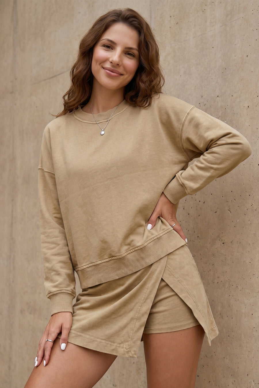 Parchment skort set back view — Fashionfitz UK