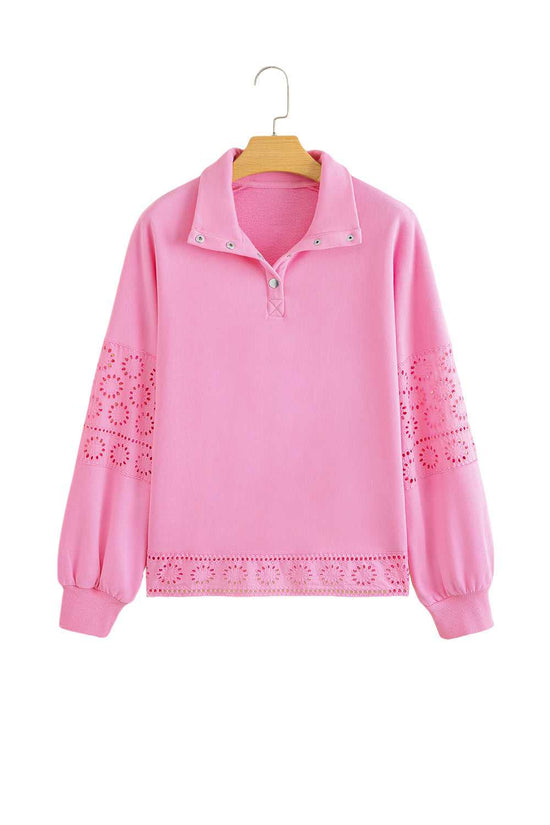 Embroidered Flower Snap Sweatshirt