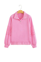 Embroidered Flower Snap Sweatshirt