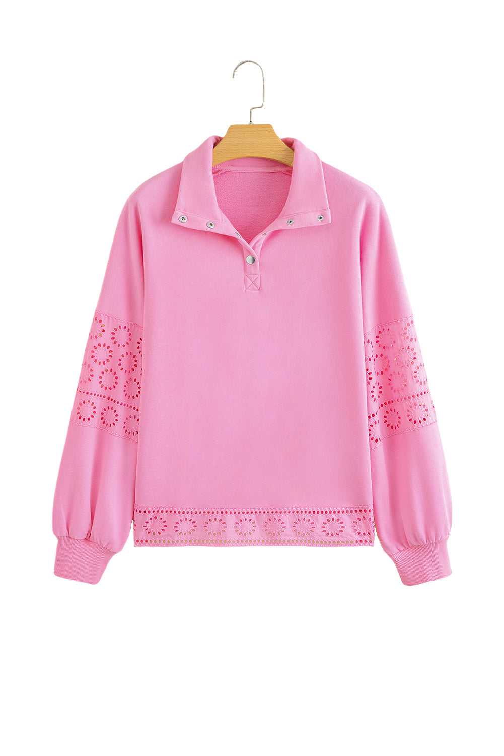 Embroidered Flower Snap Sweatshirt