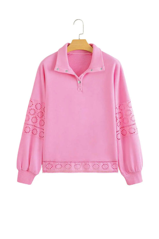 Embroidered flower snap sweatshirt sweatshirts