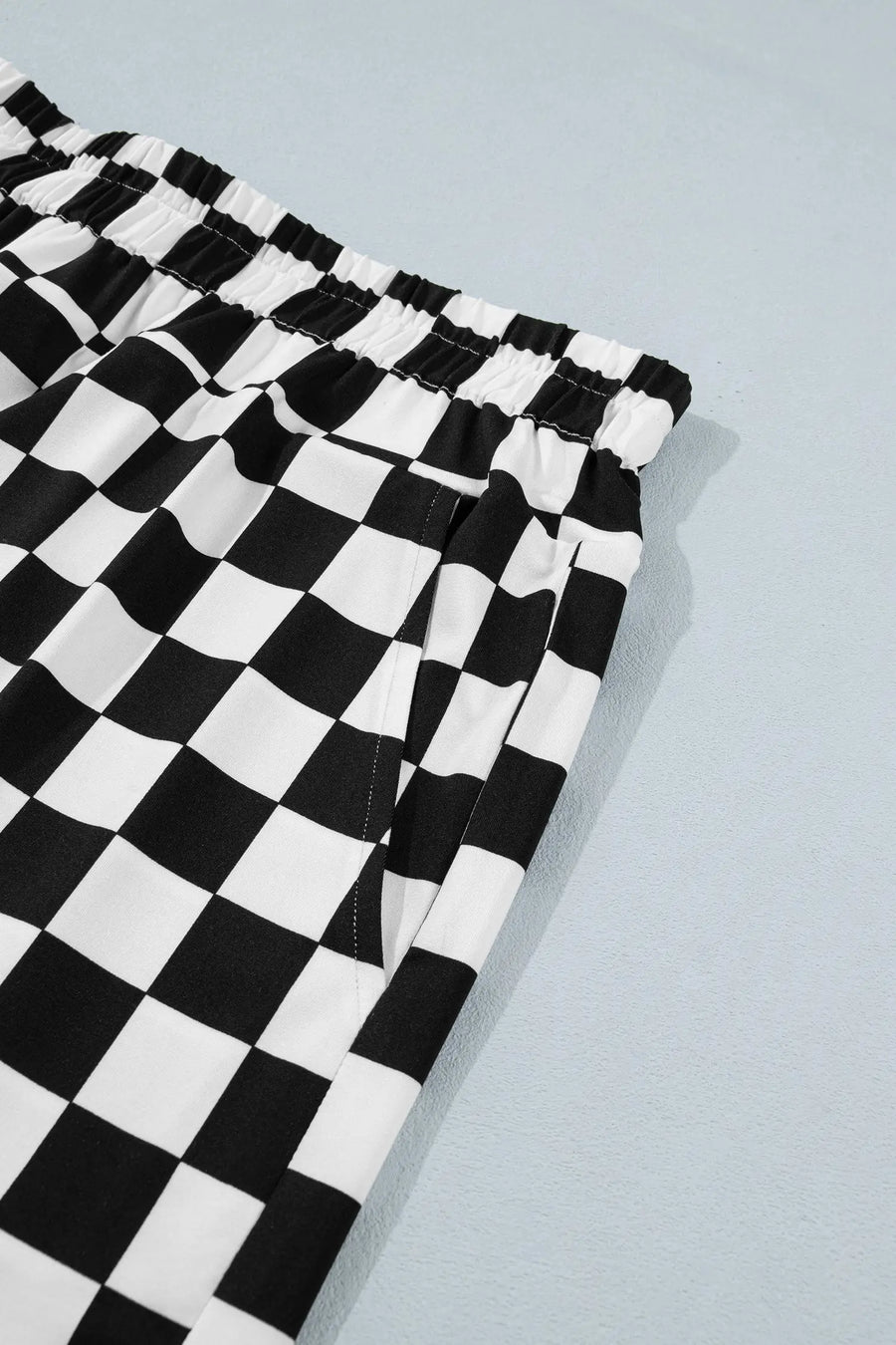 Checkered Athleisure Shorts Plus Size Women UK — close-up detail | Fashionfitz UK