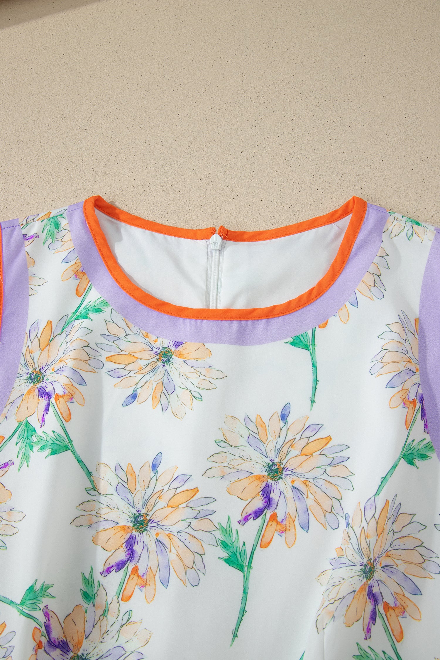Floral Print Colour Block Belted Maxi Dress Sleeveless Side Pockets