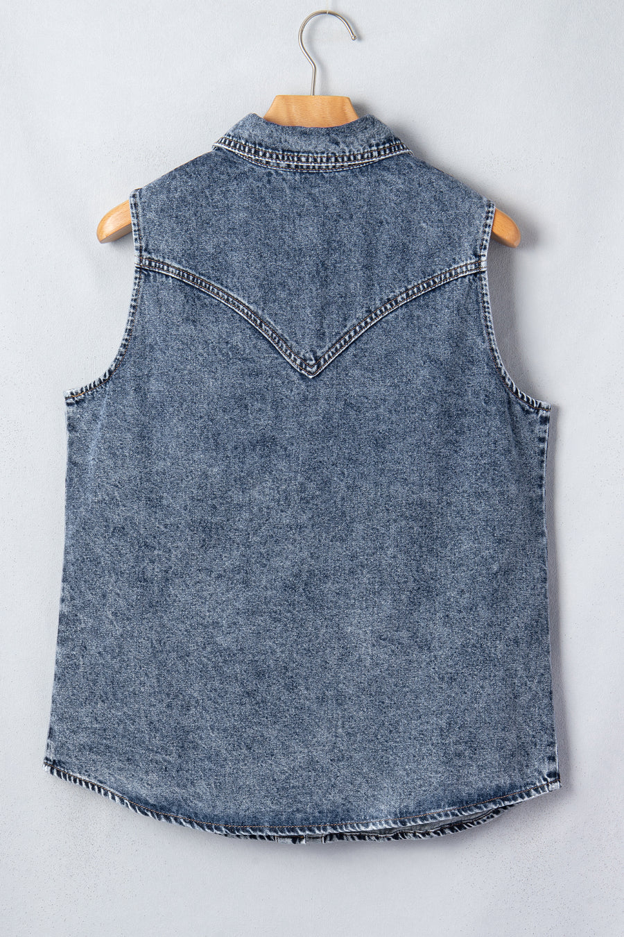 Denim Button Front Pocket Sleeveless Cowboy Vest Women UK