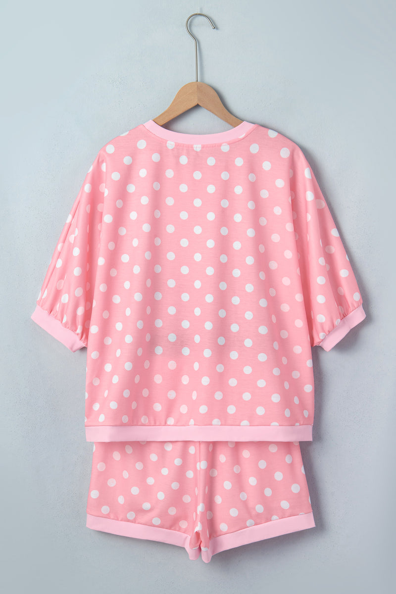 Polka Dot Oversized Top & Drawstring Shorts Set Women UK — side view | Fashionfitz UK