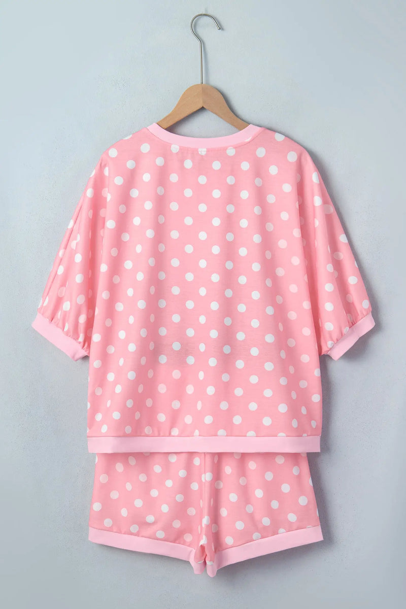 Polka dot oversized top and shorts set back view — Fashionfitz UK