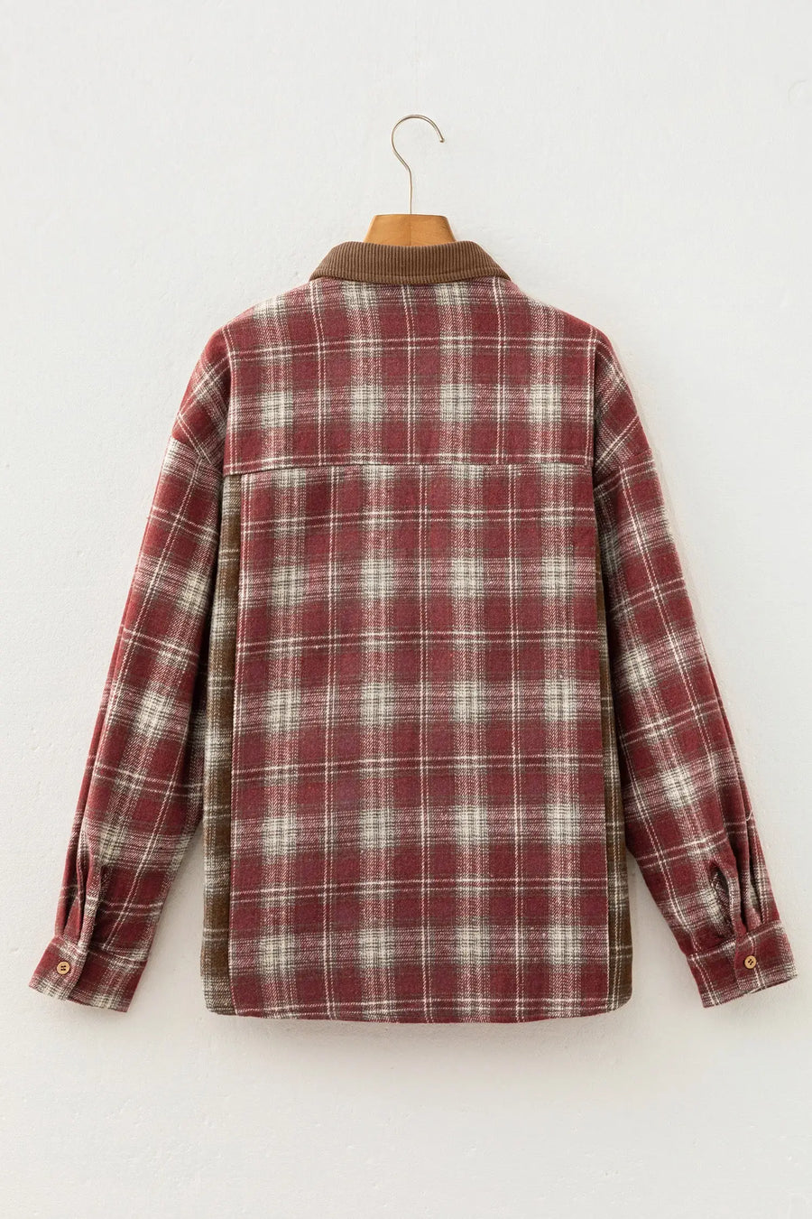 Contrast Plaid Long Sleeve Button Down Shirt