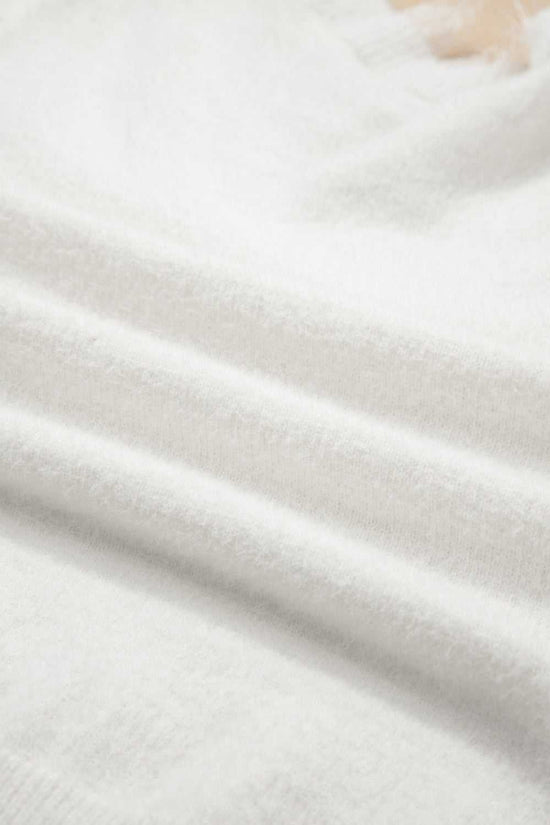 Lace Sleeve Fuzzy Sweater