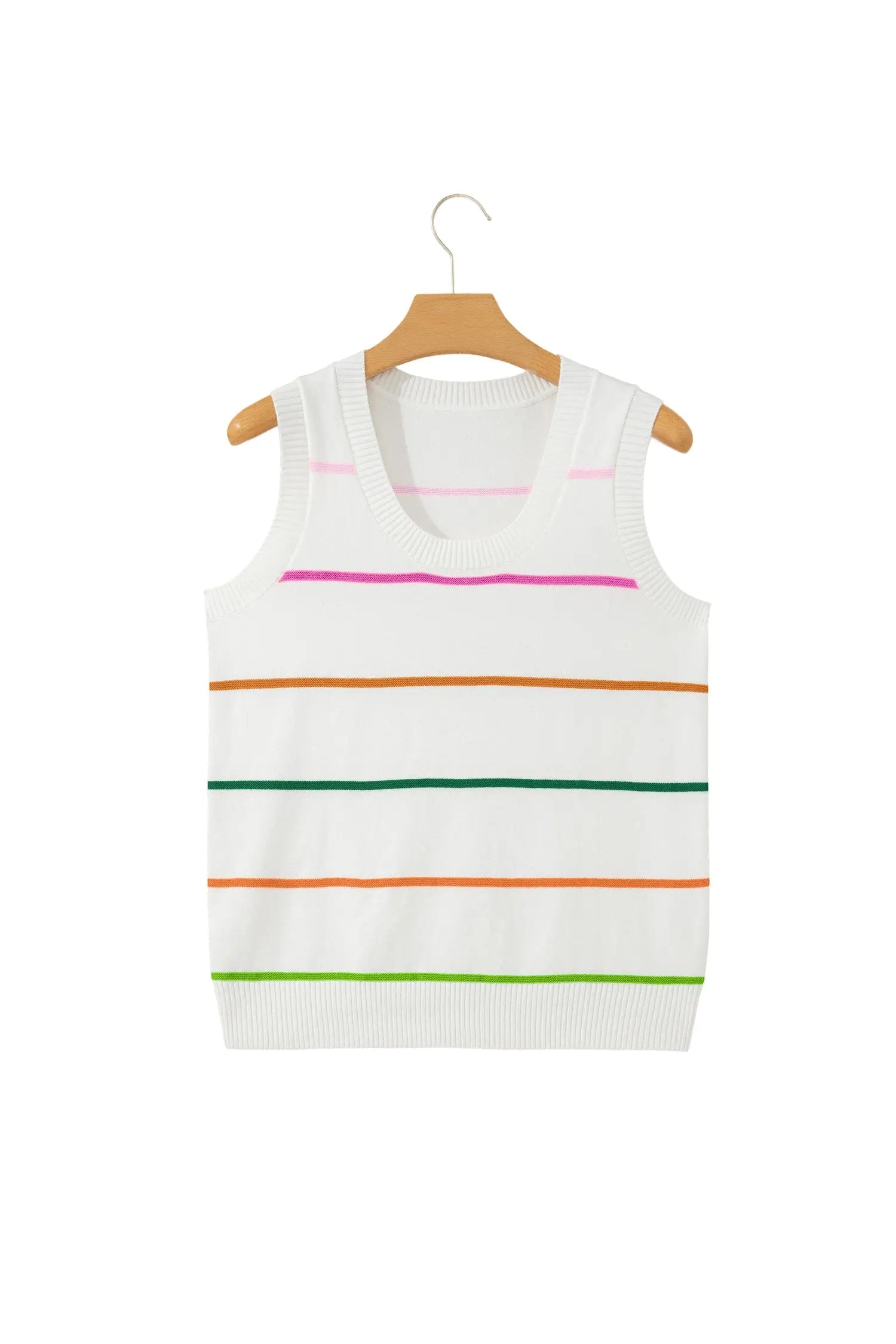 Women’s stripe ribbed knit sleeveless sweater vest tank top sweaters