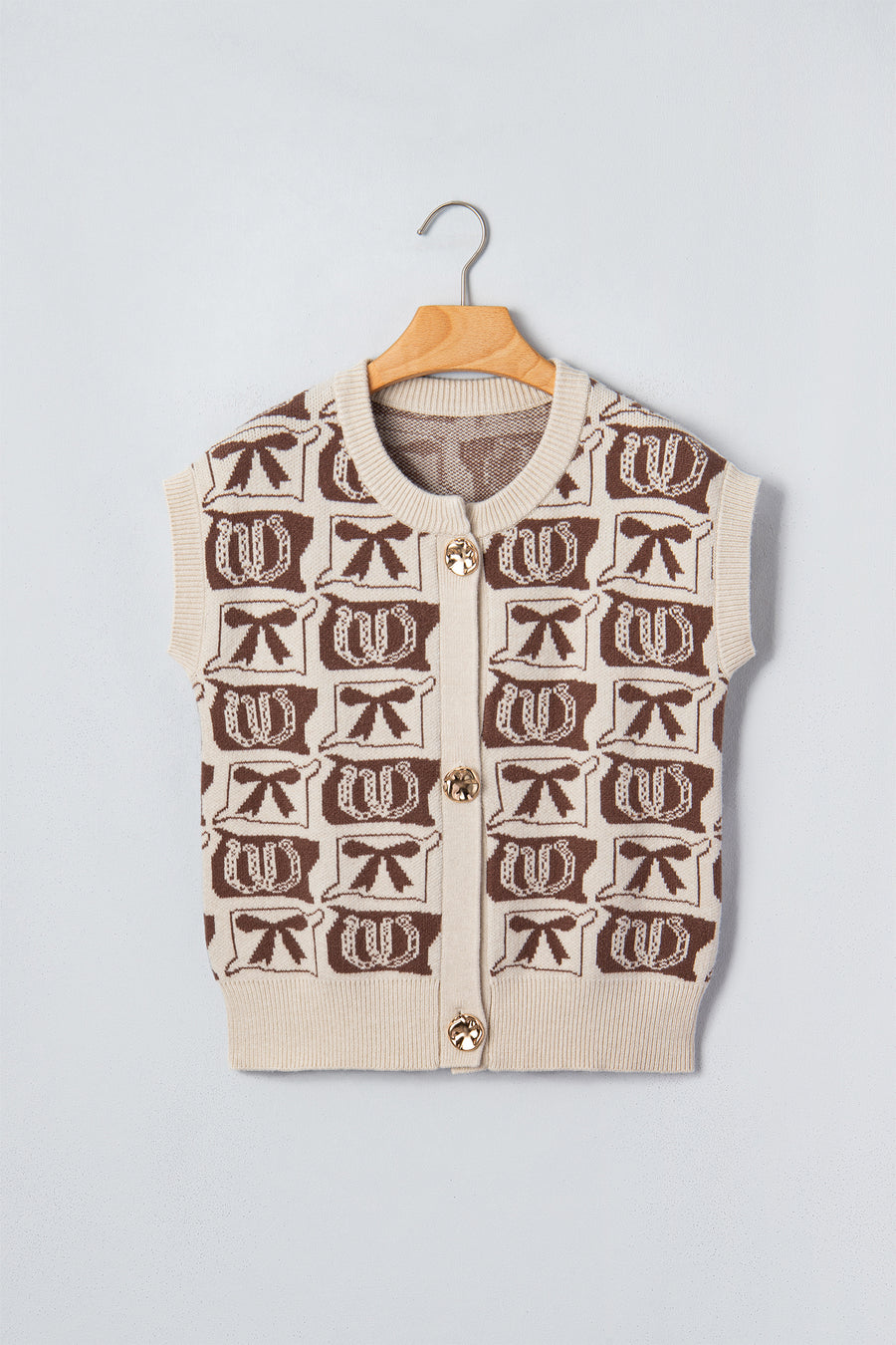Western Horseshoe Bow Pattern Sleeveless Sweater Vest