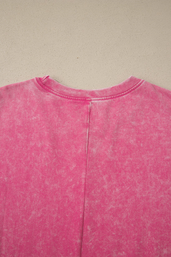 Mineral Washed Oversized Cotton Tee Drop Shoulder Round Neck Tunic Length