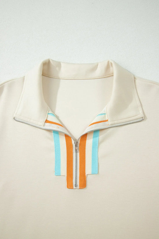Striped half zip polo short set two piece women uk | fashionfitz