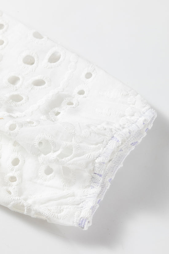 White Cutwork Embroidered Crop Top