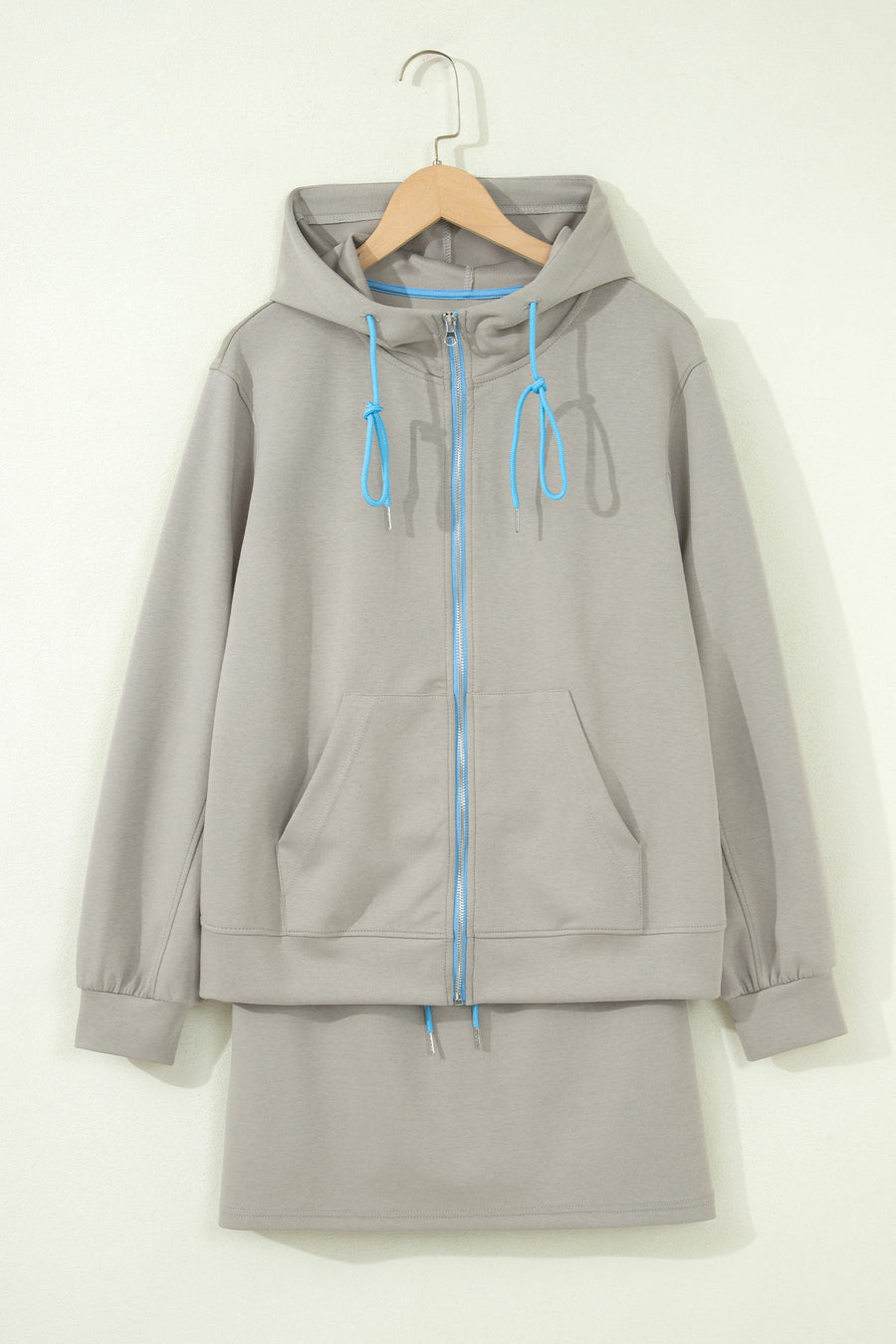 Smoke Green Contrast Trim Sporty Jacket & Mini Skort Set Women UK — angled view | Fashionfitz UK