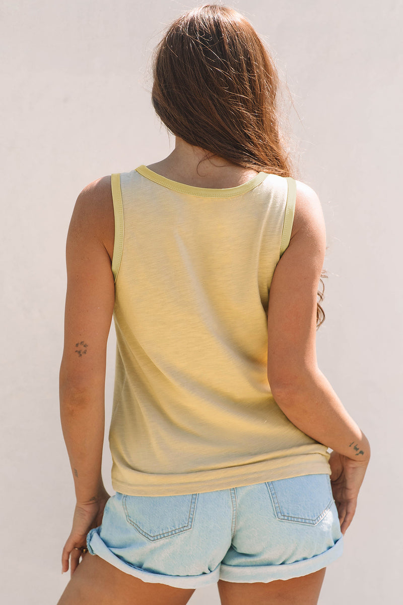 Tan Metallic Sheen Edge Scoop Neck Tank Top Women UK