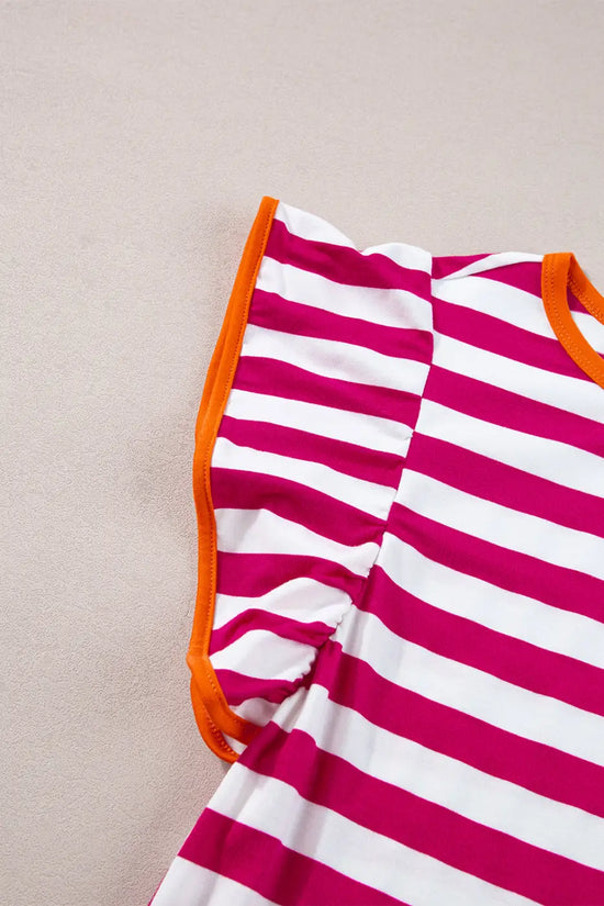 Rose red striped blouse – lightweight tops in bold pink | fashionfitz