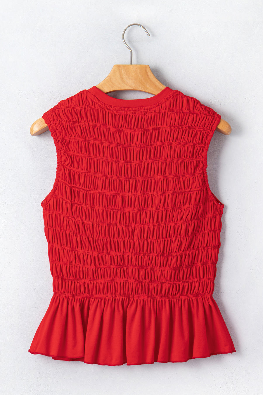 Smoke Gray Shirred Ruffle Hem Tank Top Women UK