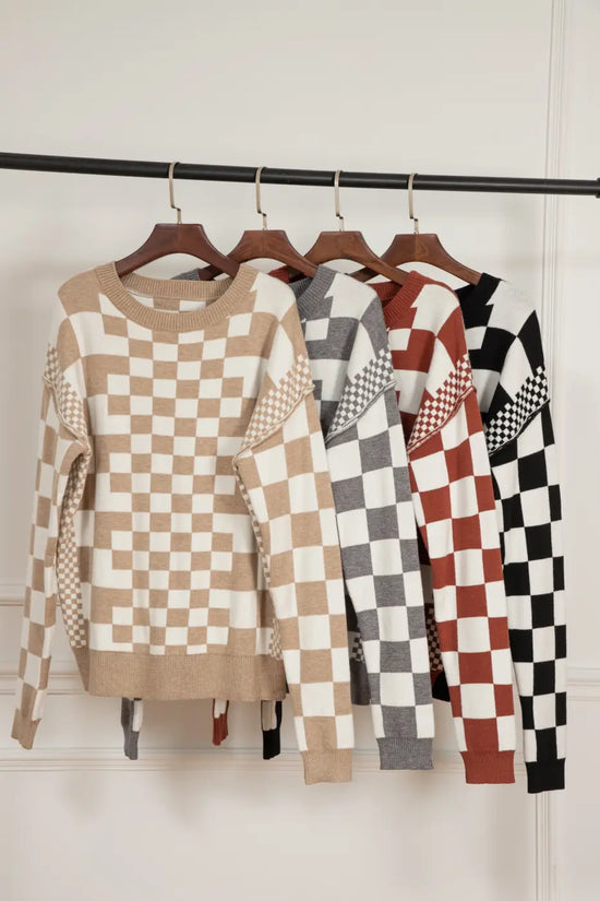 Smoky plaid soft knit jumper sweaters