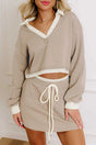 Cropped top drawstring skirt | trendy 2pc outfit set
