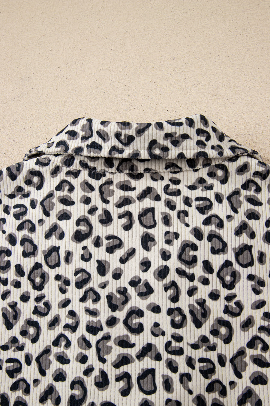 Brown Leopard Print Corduroy Half-Zip Jumper