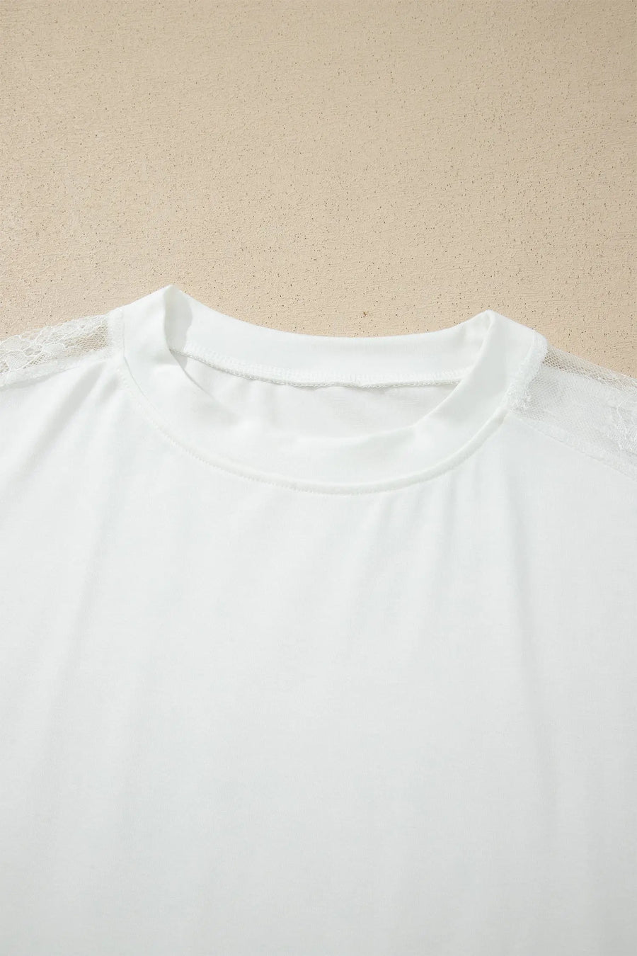 Sheer Lace Splicing Long Sleeve Shift Top Women UK — front detail | Fashionfitz UK