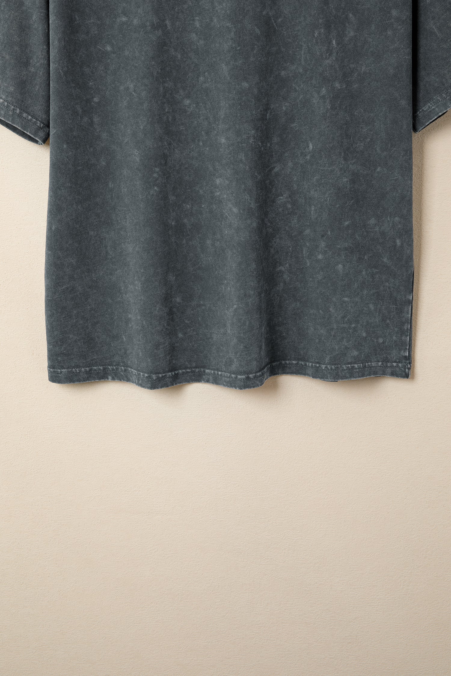 Mineral Washed Oversized Cotton Tee Drop Shoulder Round Neck Tunic Length