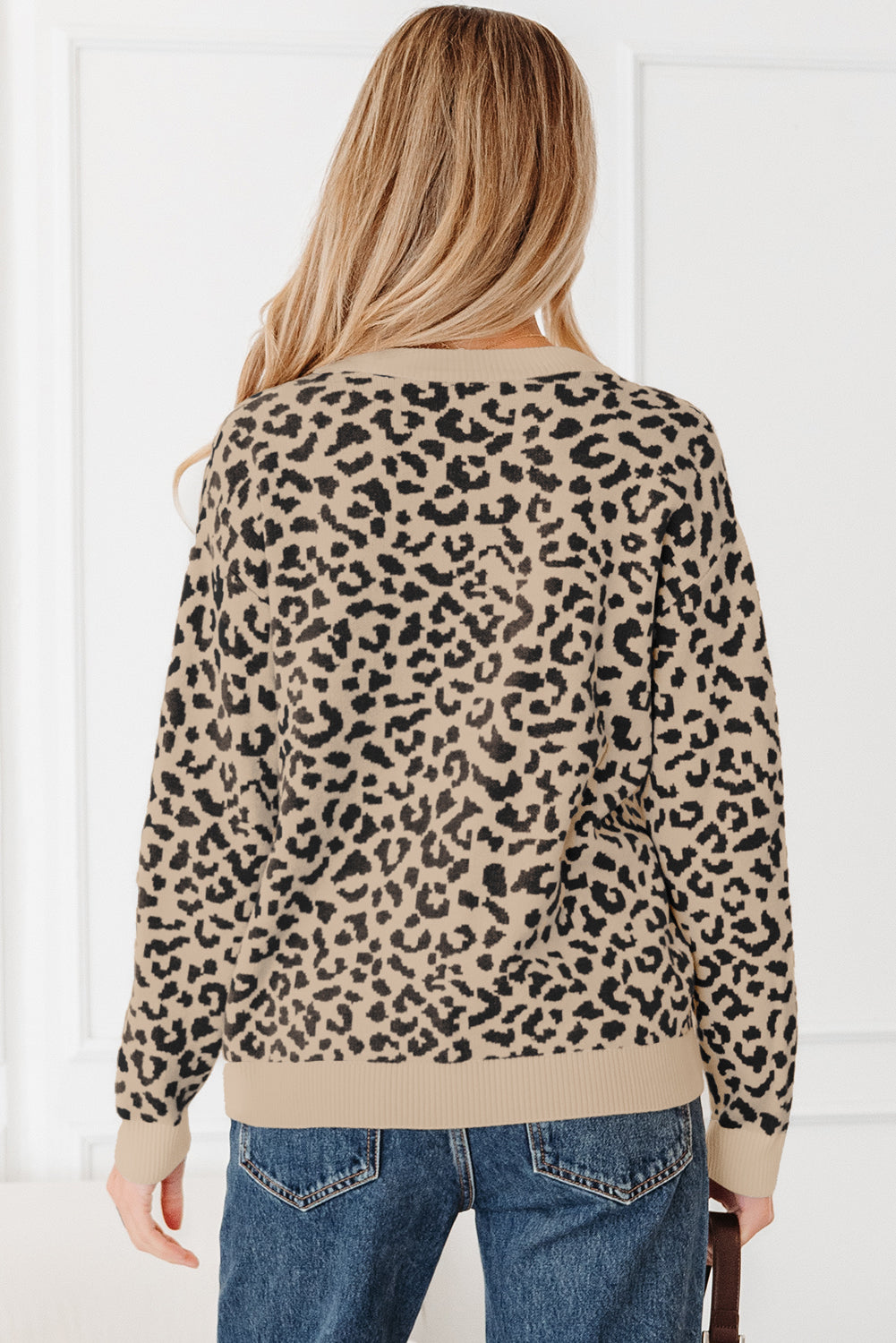 Oversized Chunky Knit Leopard Cardigan