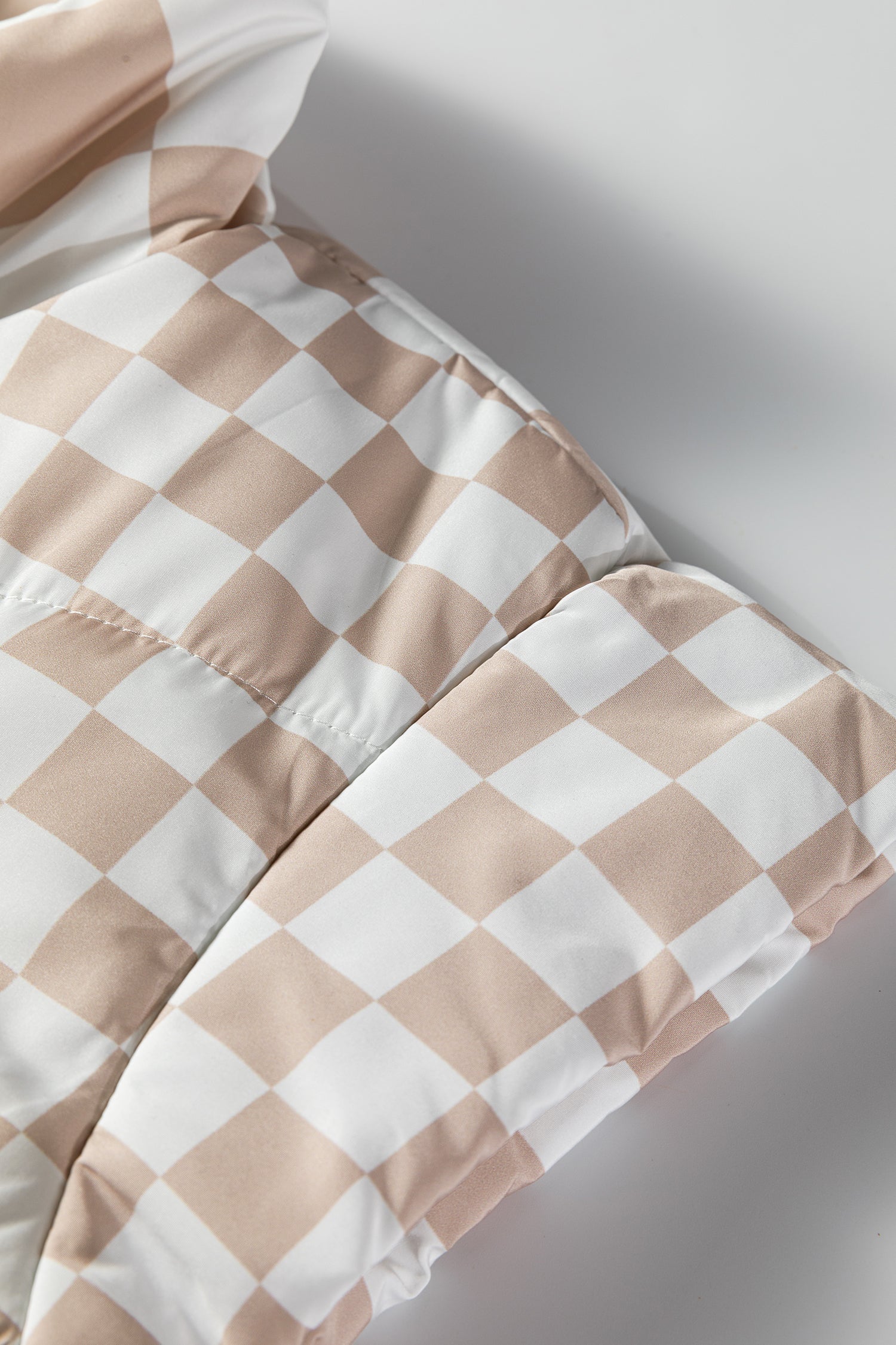 Khaki Plaid Quilted Gilet – Button & Zip Closure