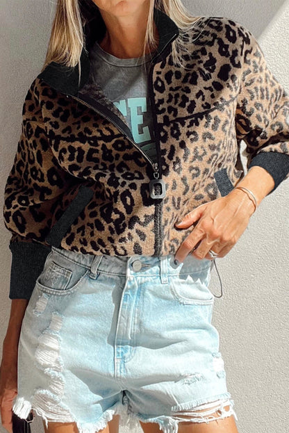 Khaki Leopard Crop Jacket